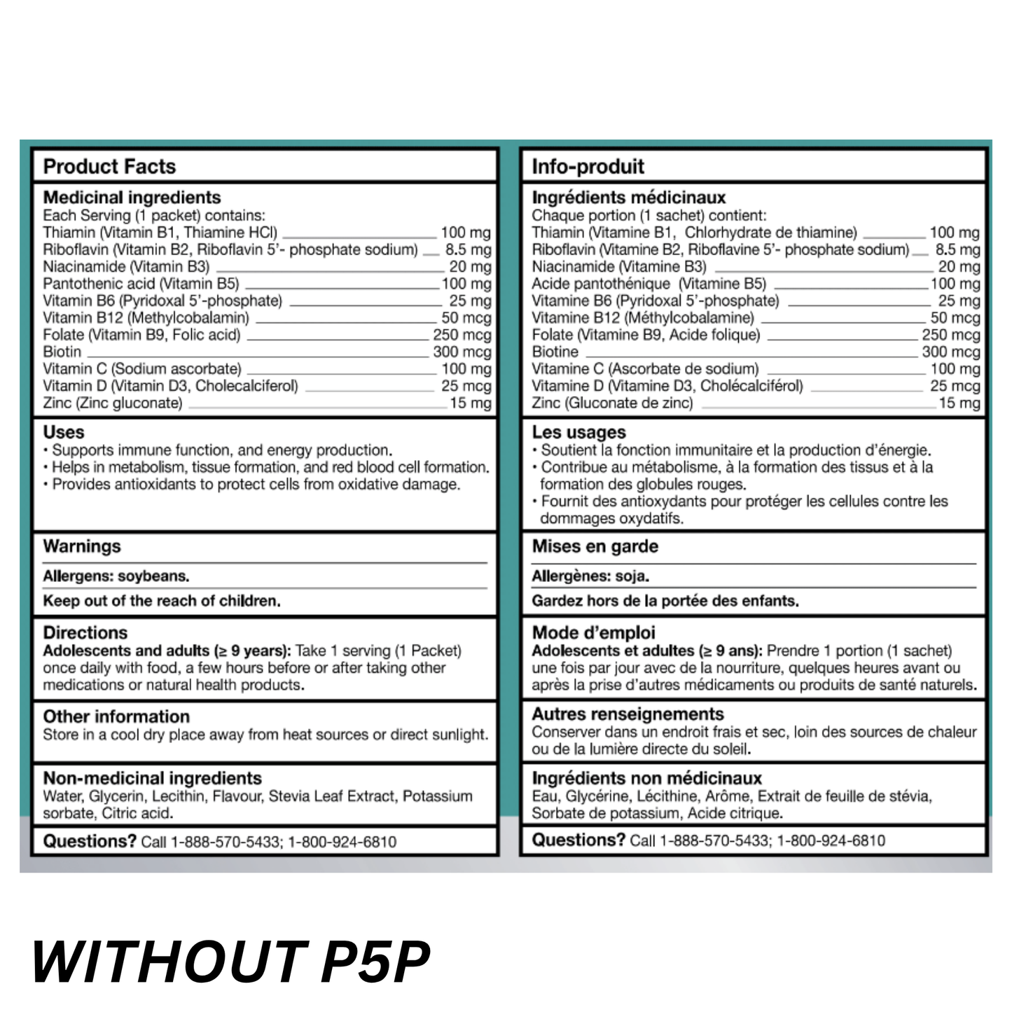 Liposomal Vitamin B Complex with 2000mg Vitamin C Liquid Packets (Without P5P)