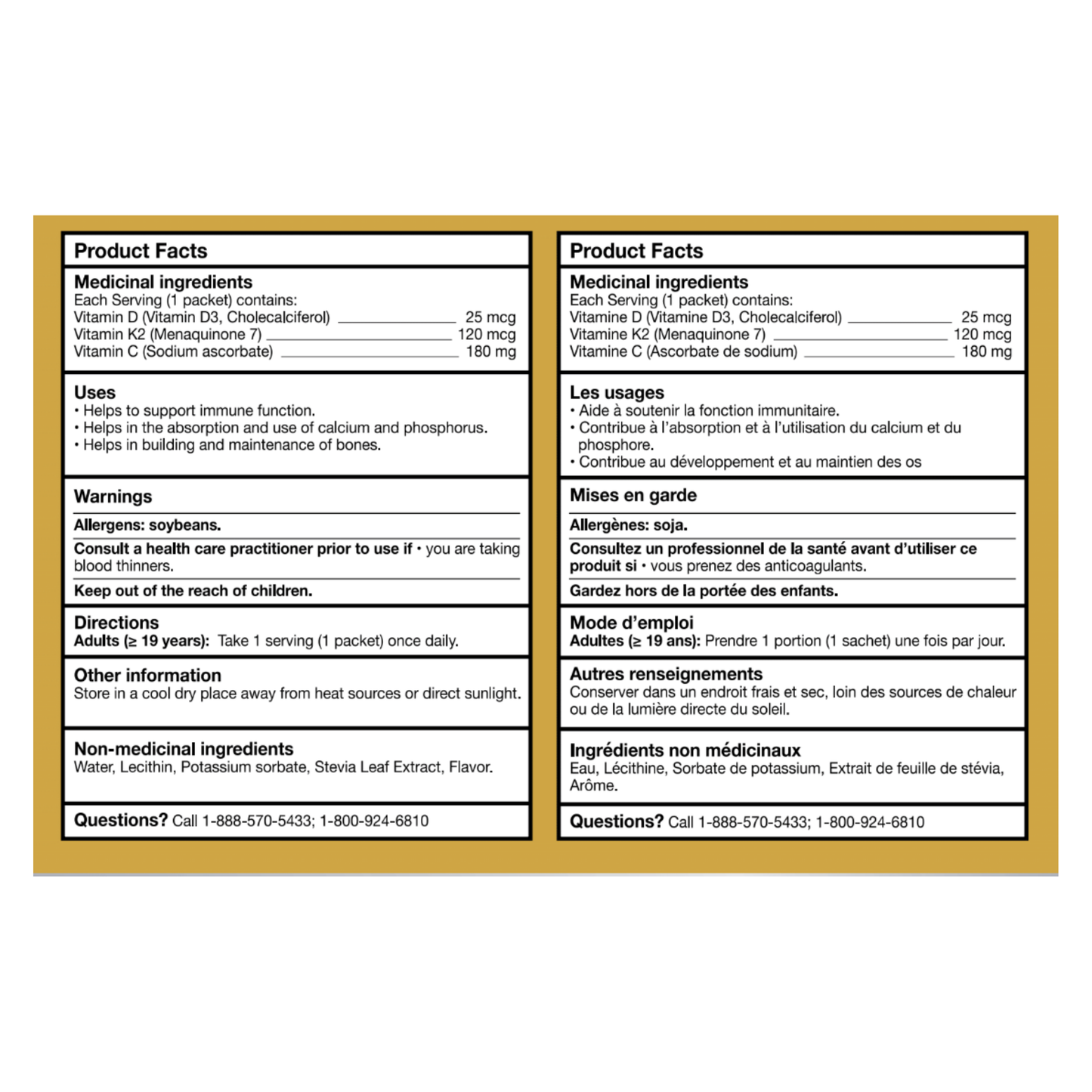 1000 IU Liposomal Vitamin D3/K2 Liquid Packets