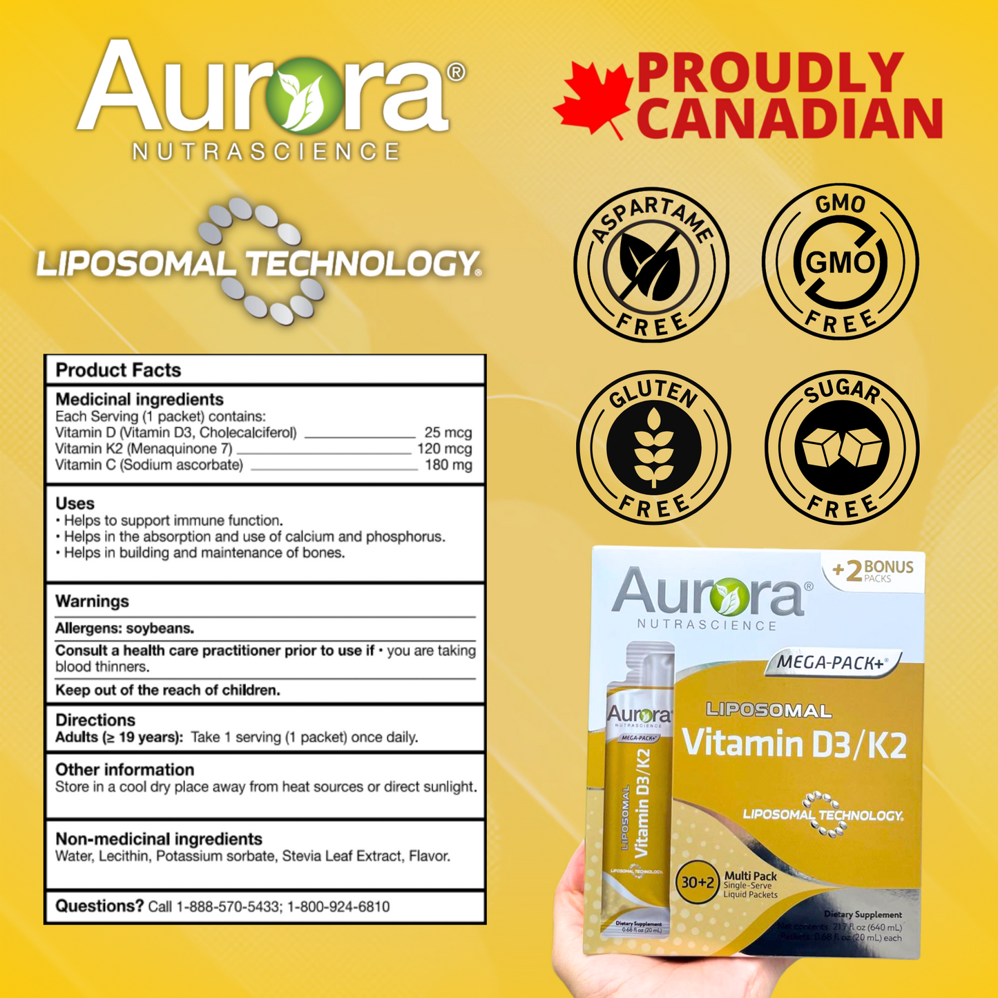 Liquid Liposomal Vitamin D3/K2 Packets