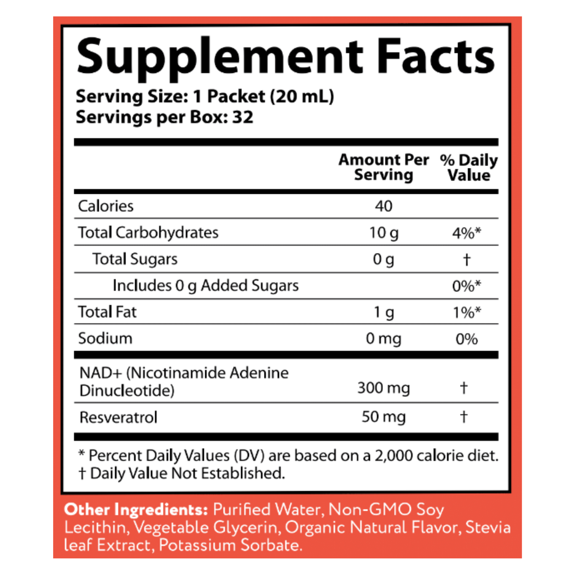 Liquid Liposomal NAD+/ Resveratrol Packets