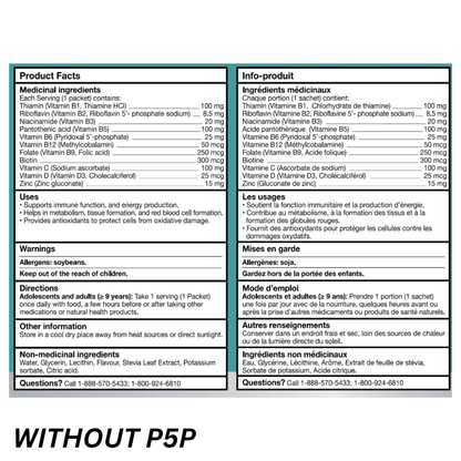 Liposomal Vitamin B Complex with 2000mg Vitamin C Liquid Packets (Without P5P)