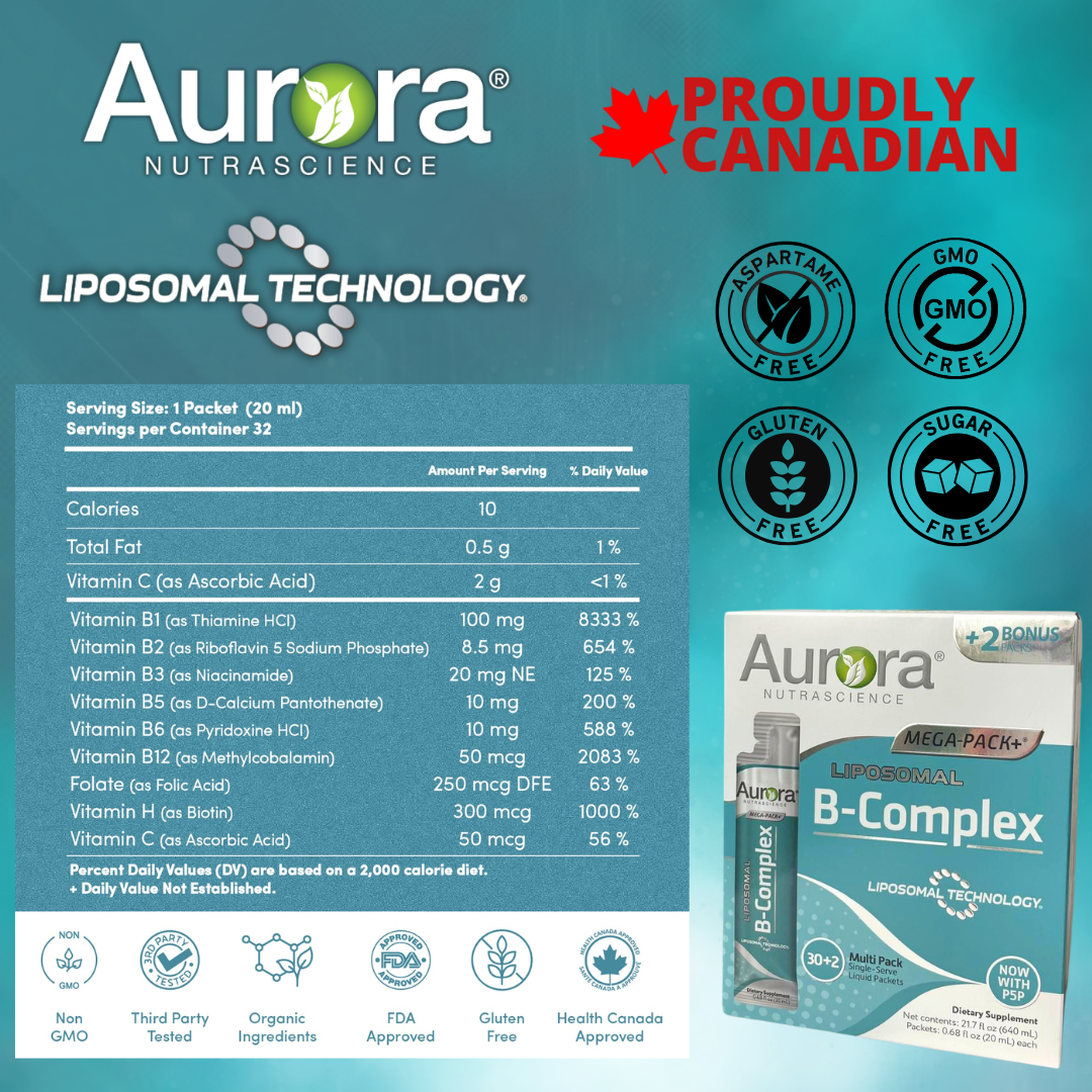 Liposomal Vitamin B Complex with 2000mg Vitamin C Liquid Packets (Without P5P)