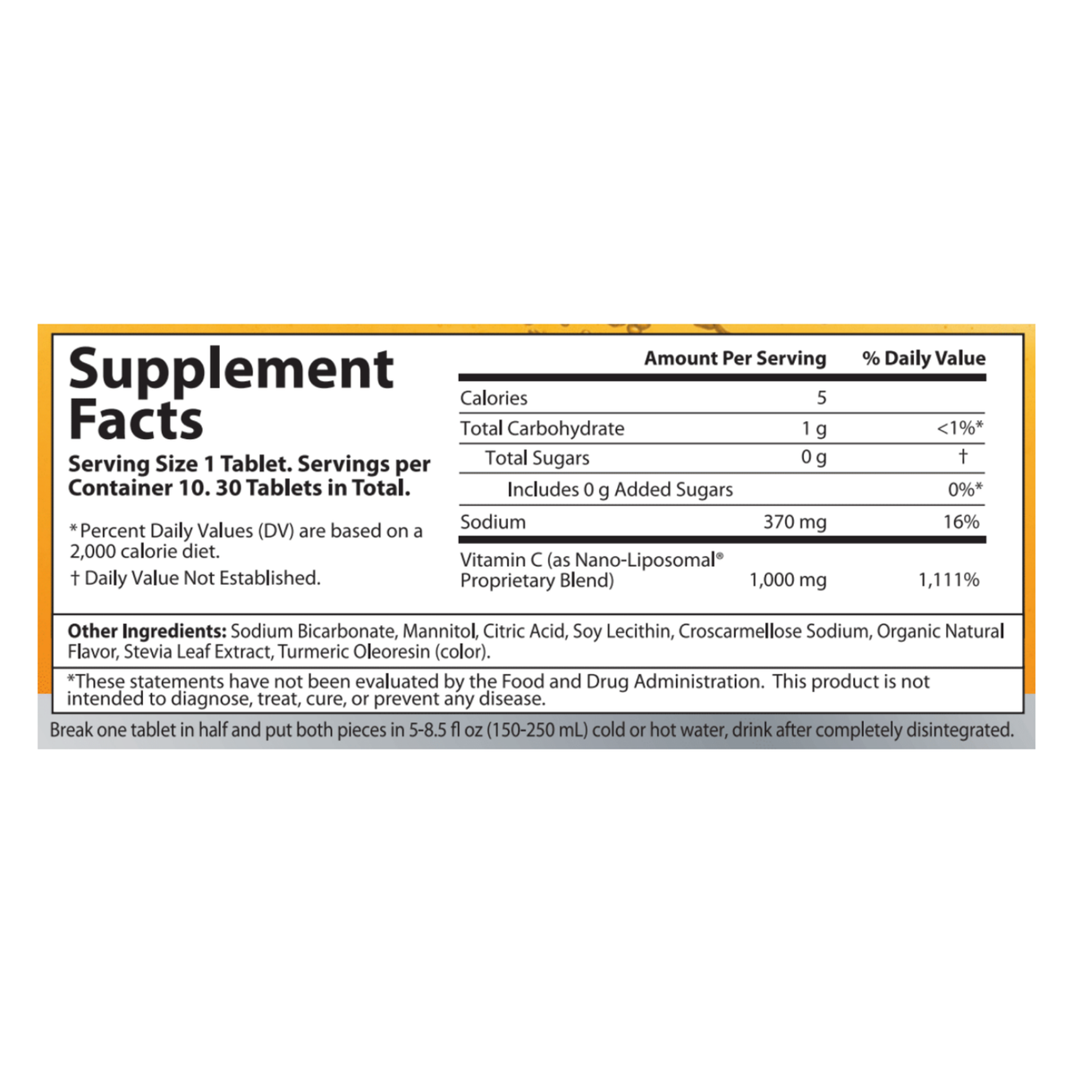 Liposomal Vitamin C 1000mg Effervescent Tablets
