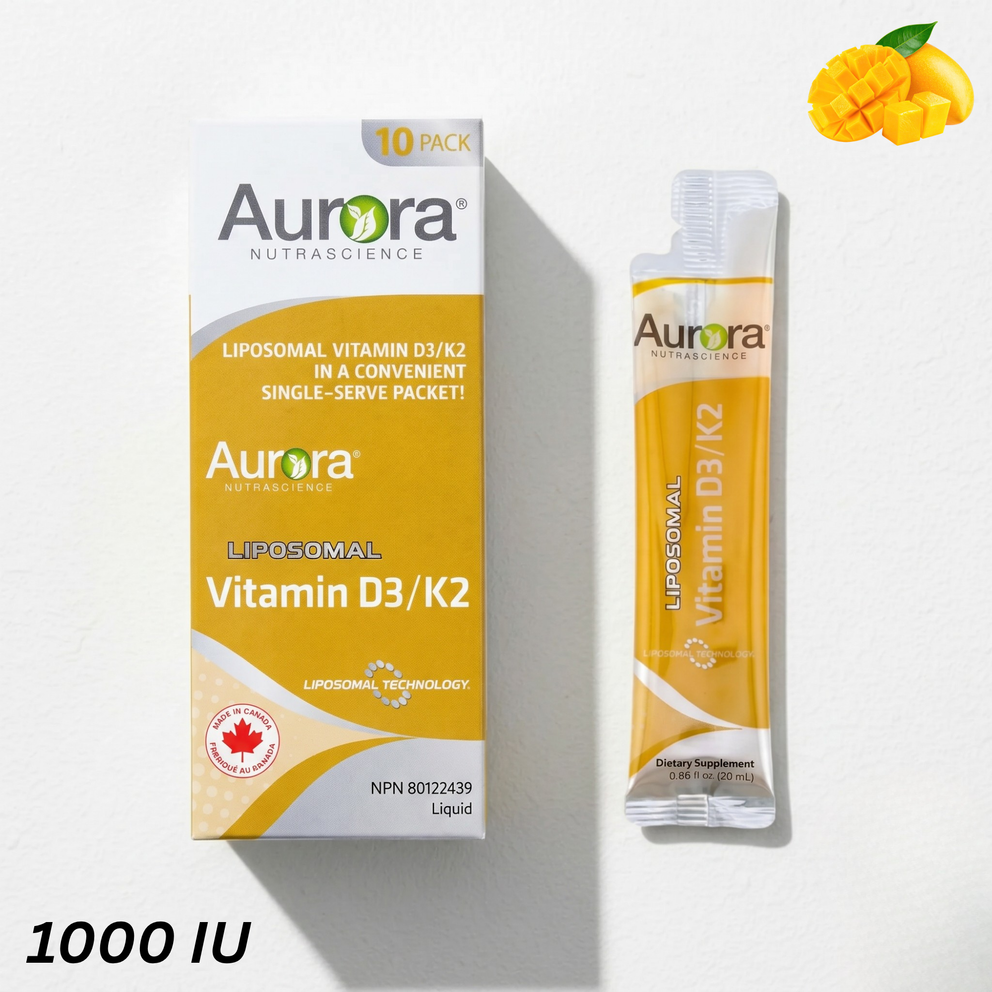 1000 IU Liposomal Vitamin D3/K2 Liquid Packets