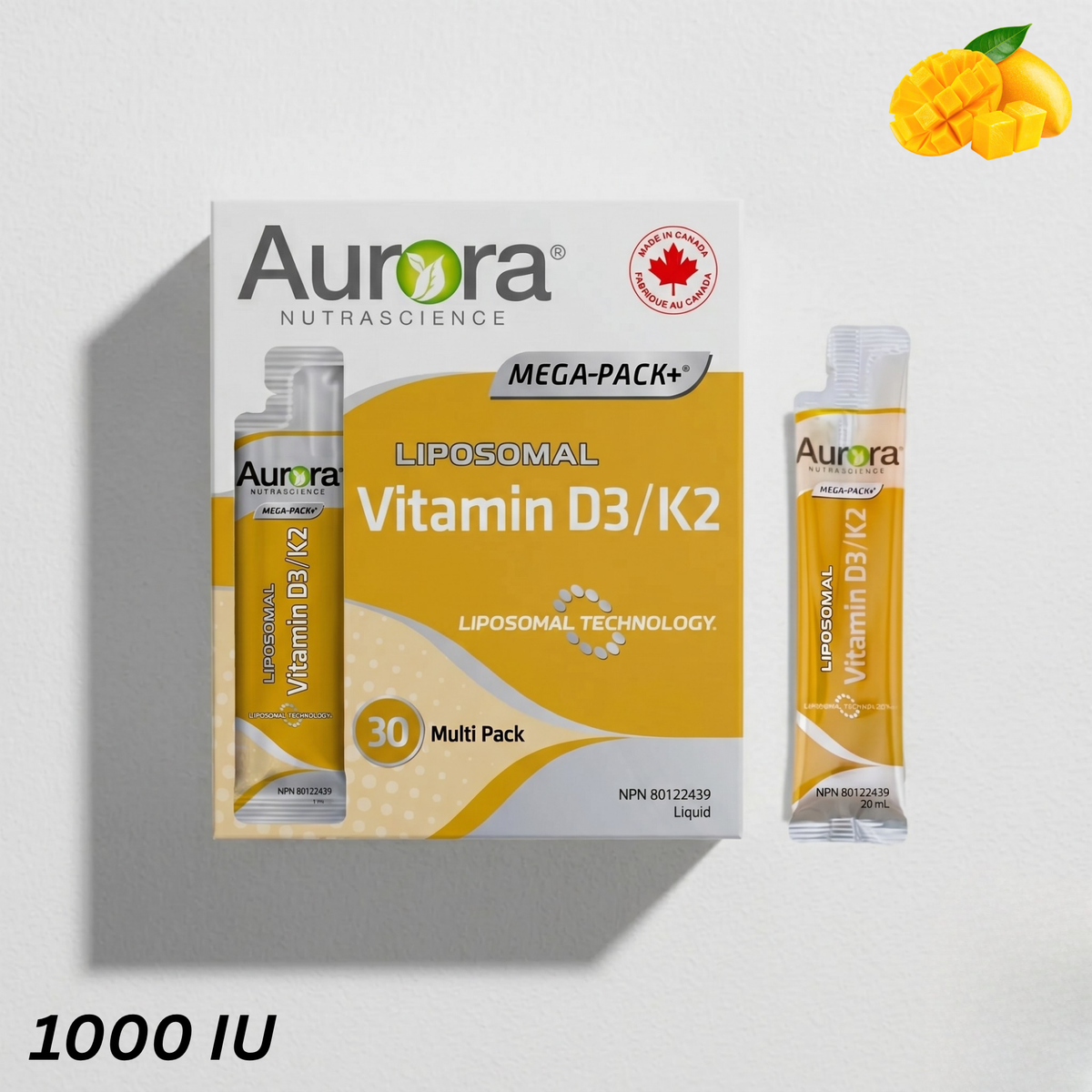 1000 IU Liposomal Vitamin D3/K2 Liquid Packets