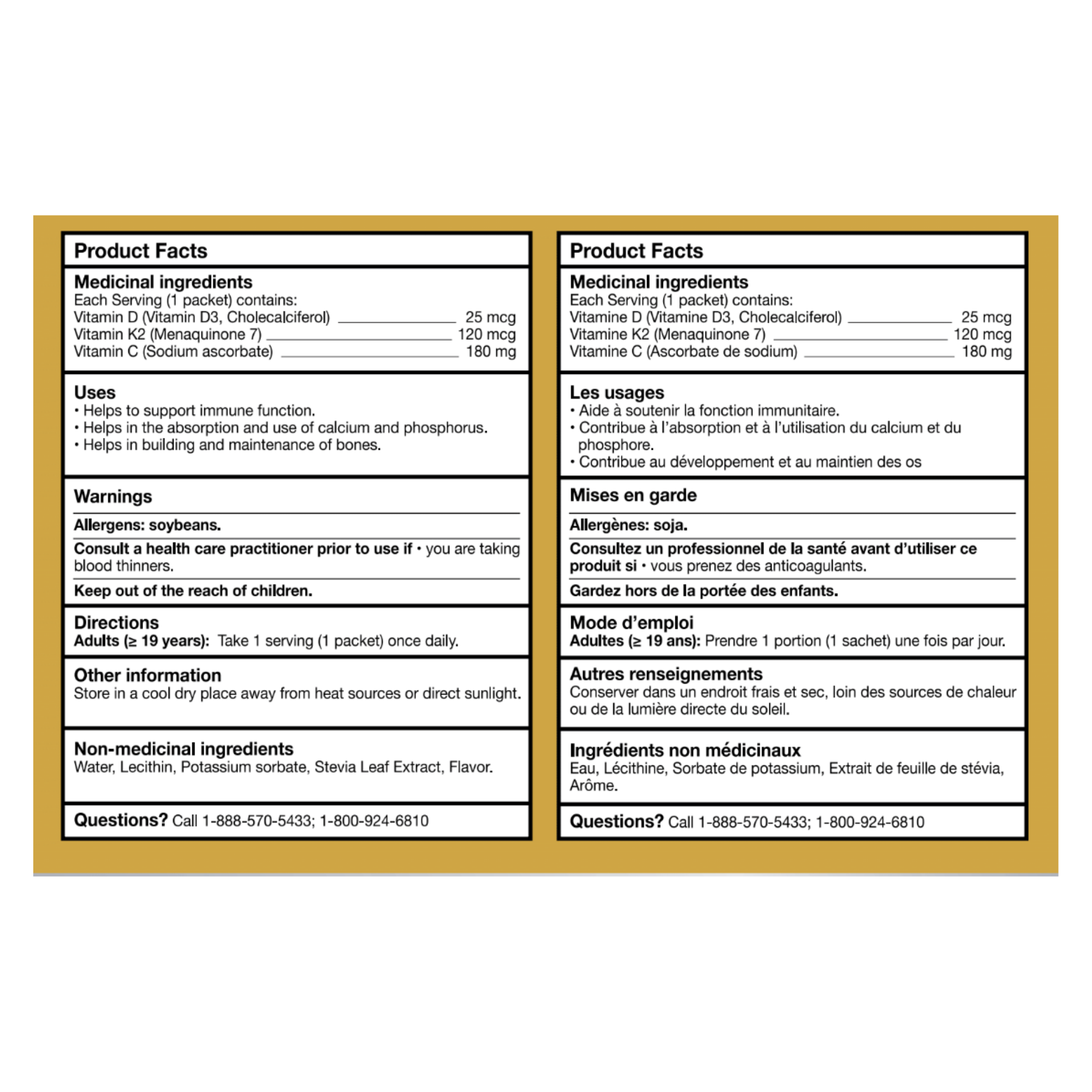 1000 IU Liposomal Vitamin D3/K2 Liquid Packets
