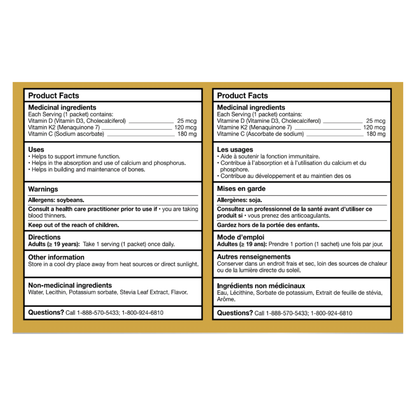 1000 IU Liposomal Vitamin D3/K2 Liquid Packets