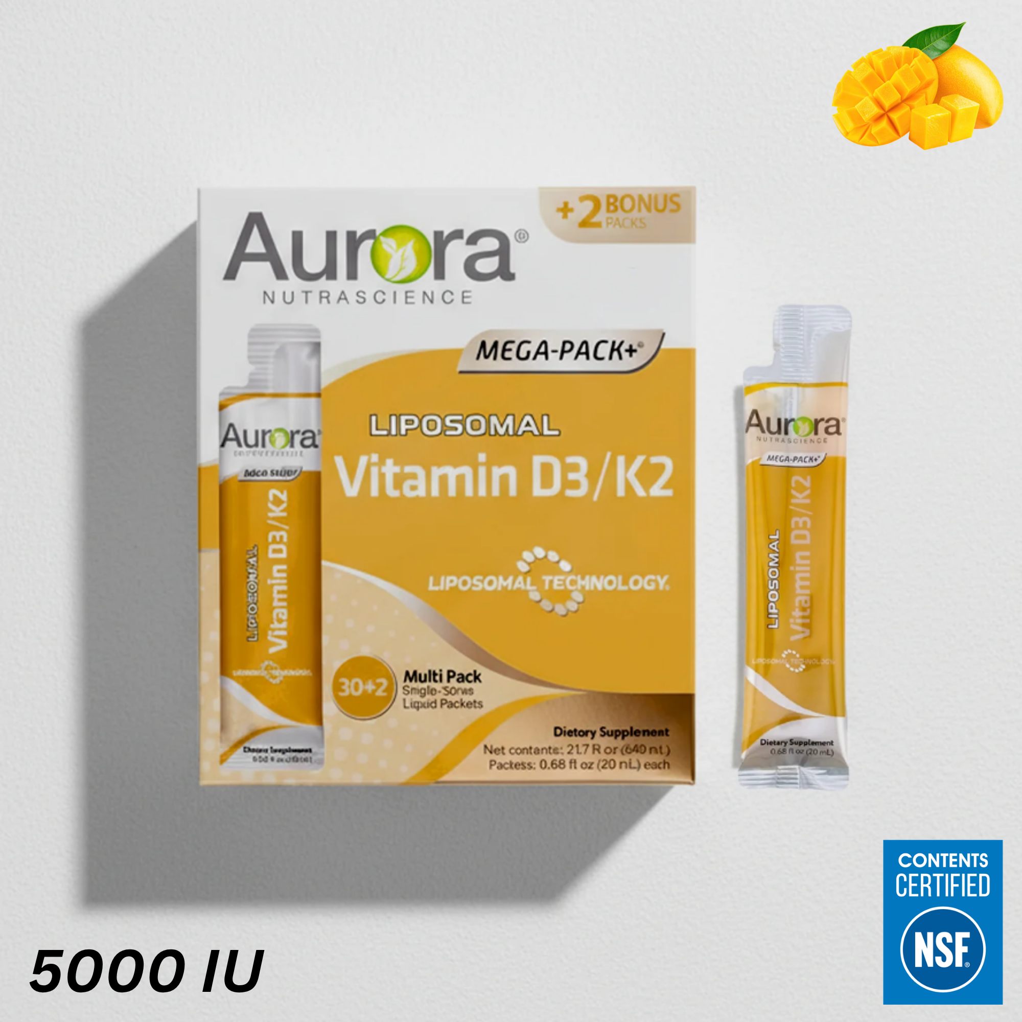 Mega Dose Liposomal Vitamin D3/K2 Liquid Packets