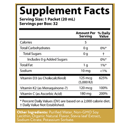 5000 IU Liposomal Vitamin D3/K2 Liquid Packets