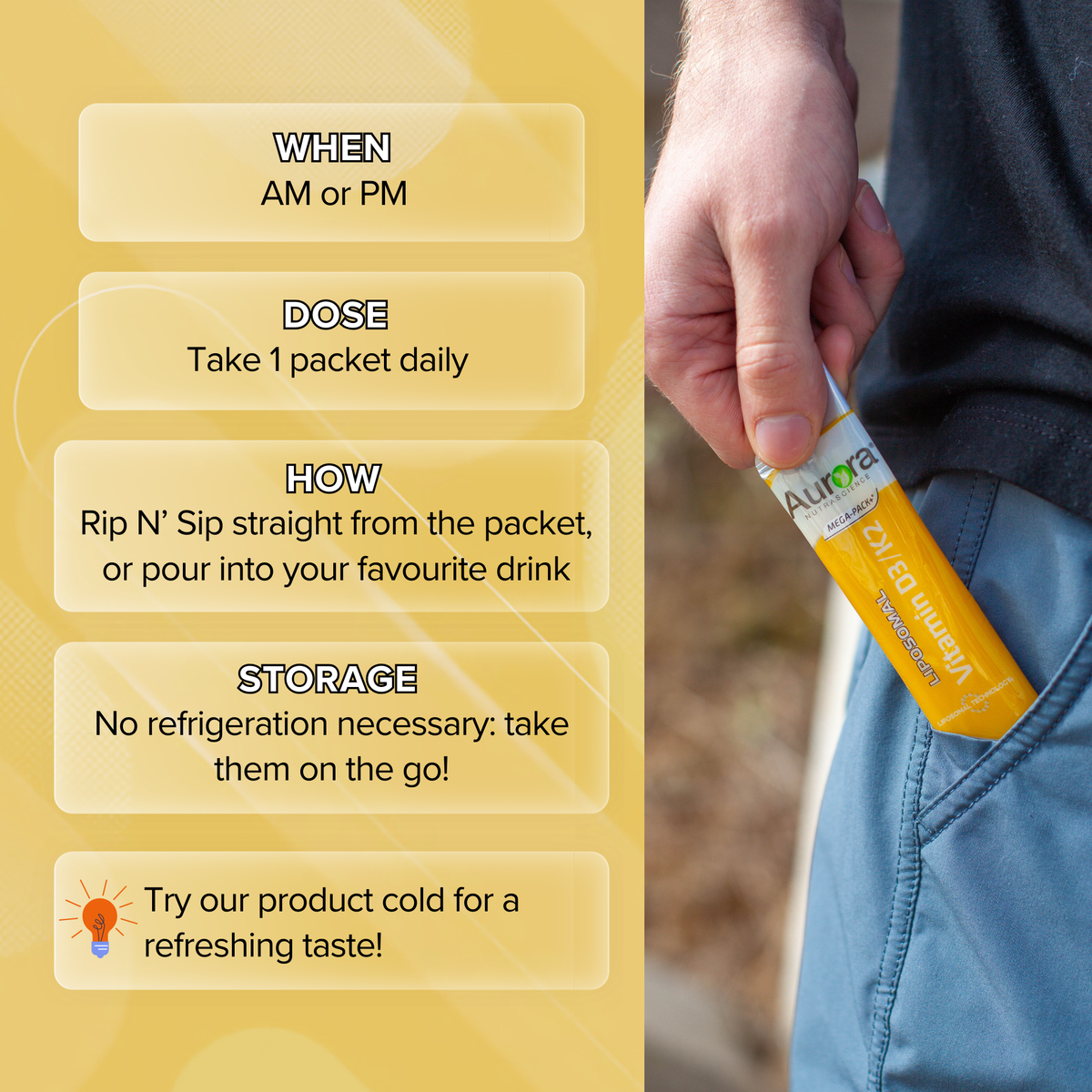 Mega Dose Liposomal Vitamin D3/K2 Liquid Packets