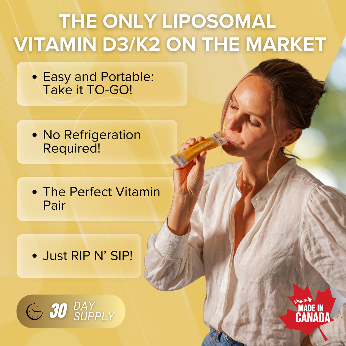 1000 IU Liposomal Vitamin D3/K2 Liquid Packets