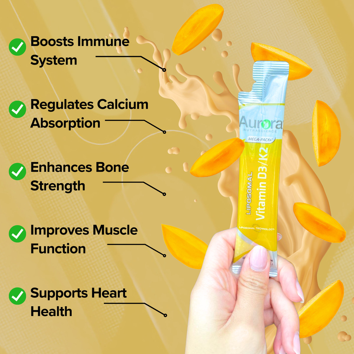 Mega Dose Liposomal Vitamin D3/K2 Liquid Packets