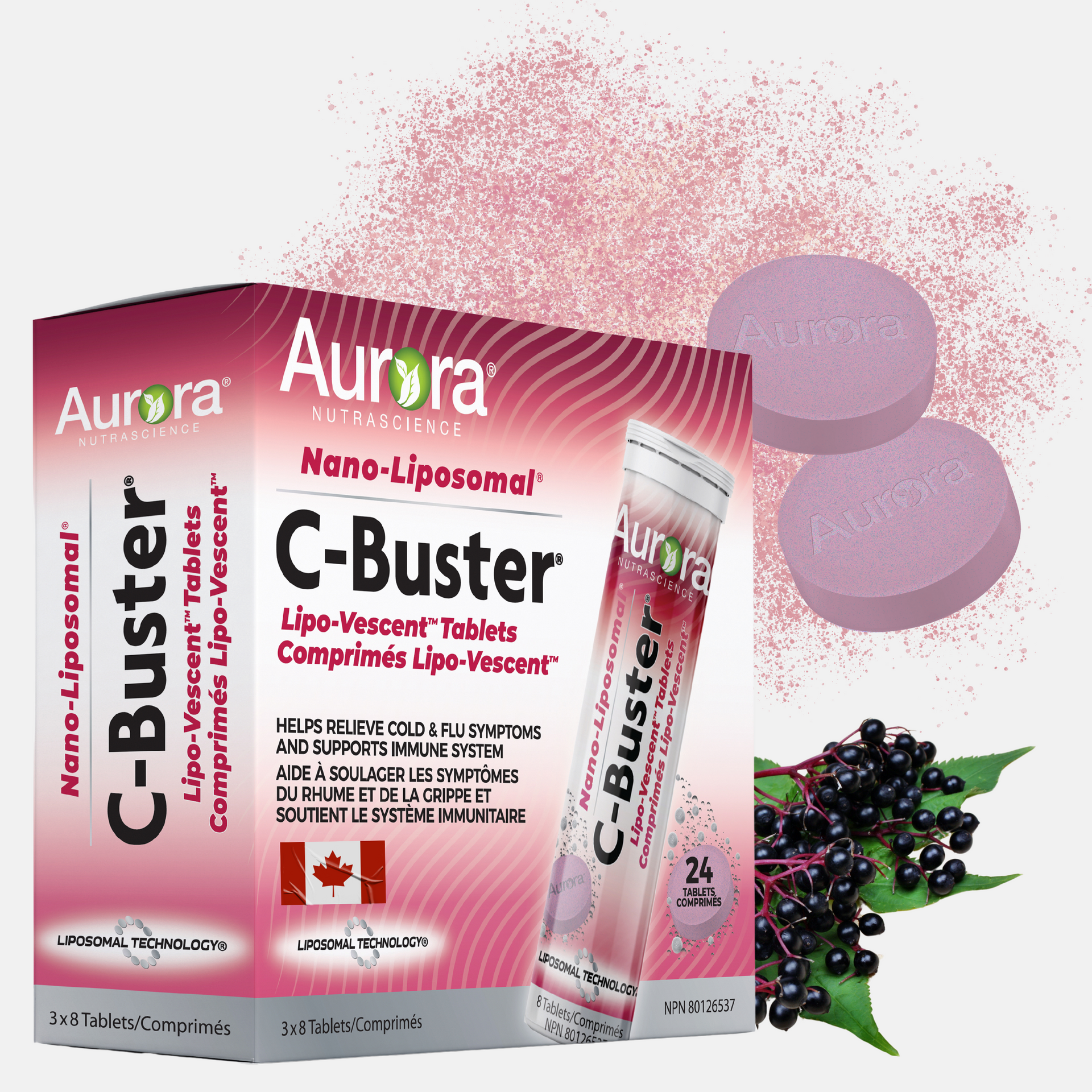 Nano-Liposomal C-Buster | Soulagement du rhume et de la grippe | 24  comprims solubles  Odeza LifeScience